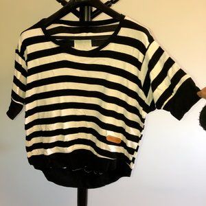 {3/$20} Black White Striped Crop Sweatshirt